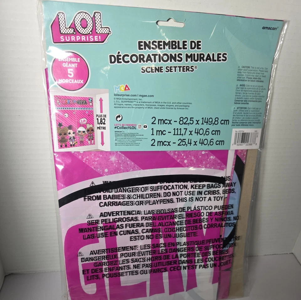 LOL SURPRISE BFFS 4 Eva Mural Scene Setter Wall Decorating Kit Birthday Party - Image 2 of 4