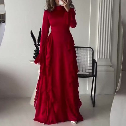 Schöne lange Kleider mit hoher Taille und ausgestellten Ärmeln für Damenmode - Picture 10 of 27