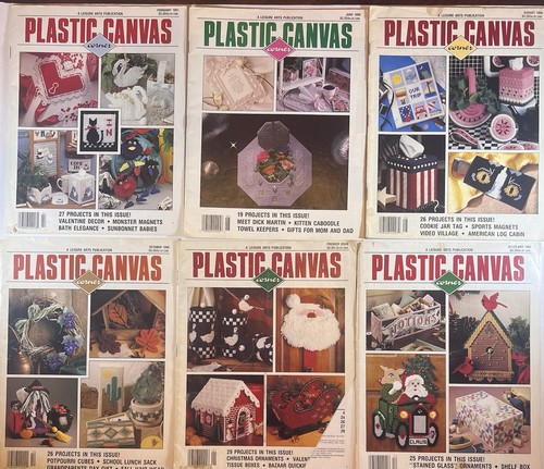 Plastic Canvas Pattern Books Lot 6 Vintage Christmas Gingerbread House Santa