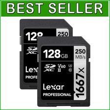 128GB UHS-II 1667x SDXC Memory Card, Read 250MB/s - Dual Pack for Professionals