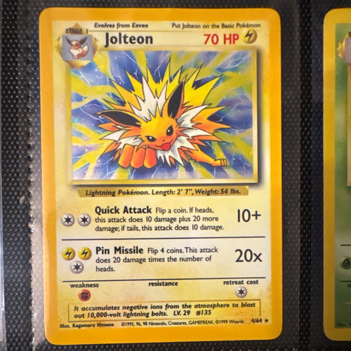 Wizards of the Coast Pokemon TCG Jolteon 4/64 Jungle 1999 English Regular