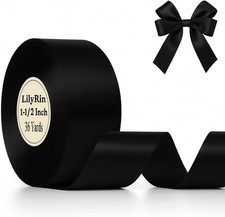 Black Ribbon 1.5 Inch 36 Yards Halloween Satin Roll Perfect for Scrapbooking Art