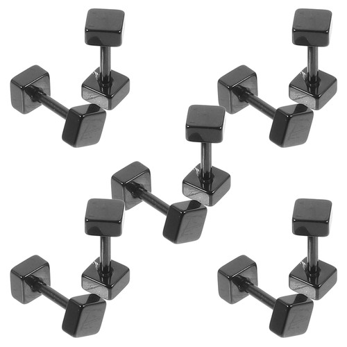 10 Pcs Dumbbell Earrings Tiny Titanium Men and Women Man Mens Black Small Studs