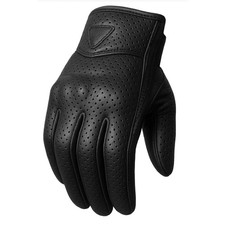 Men's Motorcycle Gloves Premium Leather Perforated Protective Armor Knuckle for