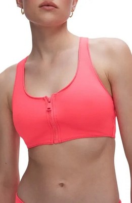 NWT Fabulous Good American Coral Compression Zip Up Swim Top Size 7/4X