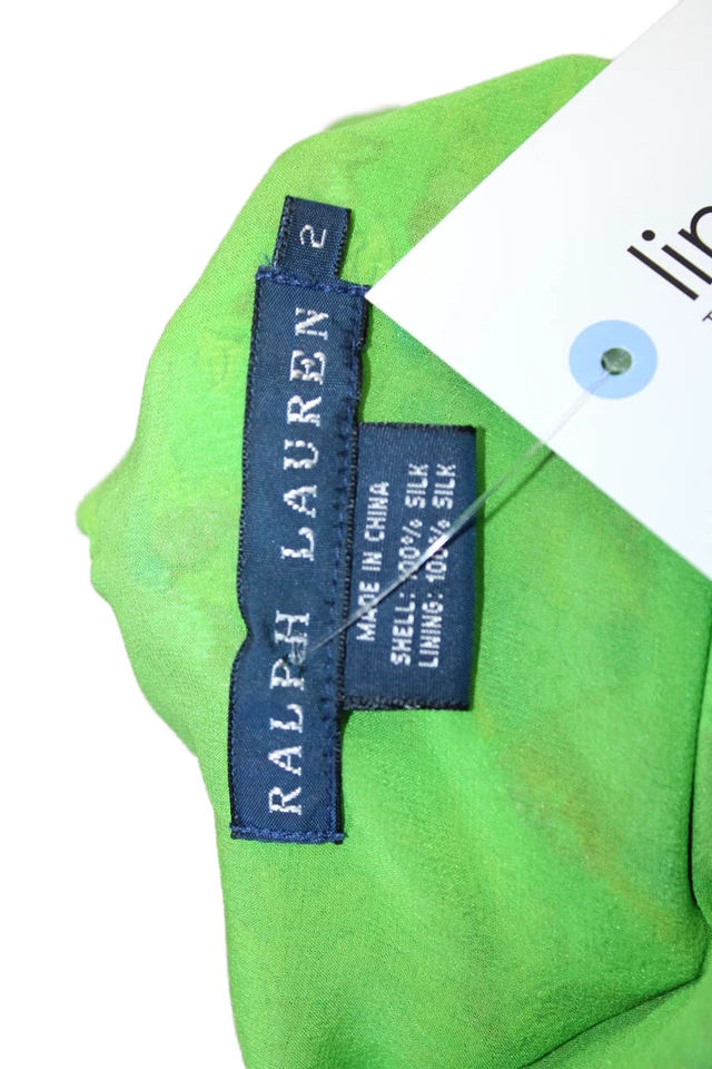 Vestido Ralph Lauren Mujer Maxi Envolvente Cuello en V Sin Mangas Verde Seda Talla 2 Foto 4 de 4