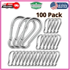 100Pack Heavy Duty Carabiner Clips, M8 5/16 Spring Snap Hooks 3Inch Zinc-Galvan