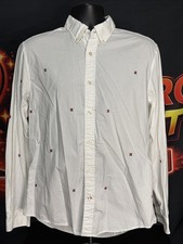 Tommy Hilfiger Men's M Long Sleeved Button Up Shirt All Over Embroidered Oxford