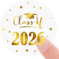 Graduation Stickers Class of 2026 Stickers 120PCS Gold Foil Sticker 1.6 Inch