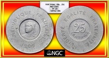 FRANCE 1909 25-Centimes Essai by Dubois/Rude Maz-2281 Matte Proof NGC 63 Rare