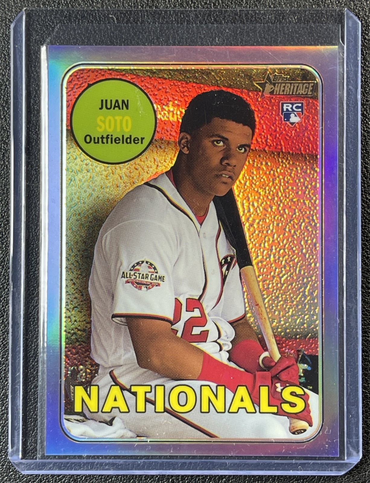 JUAN SOTO 2018 TOPPS HERITAGE CHROME #THC-502 ROOKIE PURPLE REFRACTOR RC