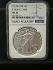 2017 Silver Eagle NGC MS70 Early Releases Blue Label
