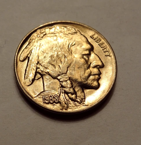 1938  D BUFFALO NICKEL,  GEM BU,  TAKEN  FROM AN ORIGINAL ROLL