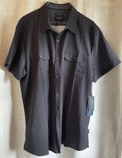 Kenneth Cole New York Men's Dress Shirt Size XL Black White Dot Pattern NWT