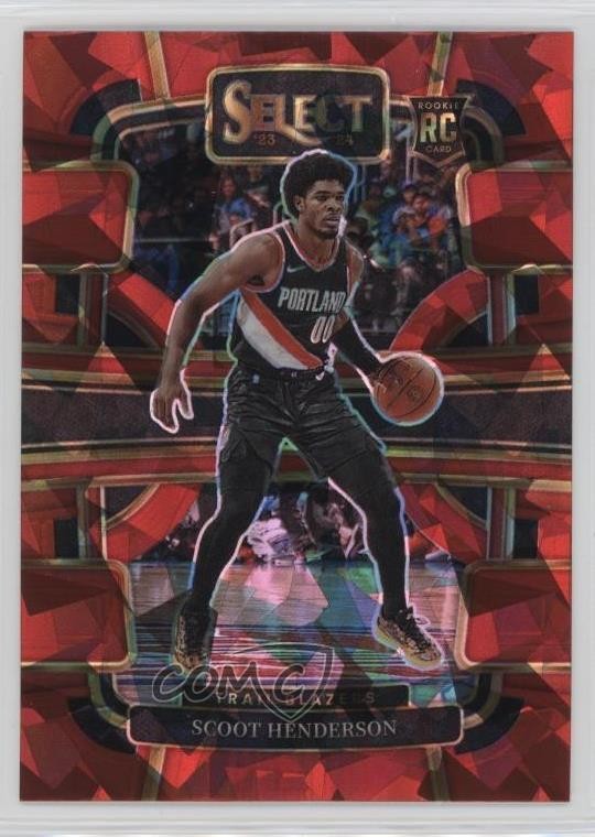 2023-24 Panini Select Concourse Red Cracked Ice Prizm Scoot Henderson #77 1u6