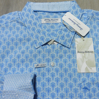 #ad TOMMY BAHAMA Mens 2XLB 2XL BIG SARASOTA STRETCH SHIRT KINGDOM BLUE PALM TREE $39.99