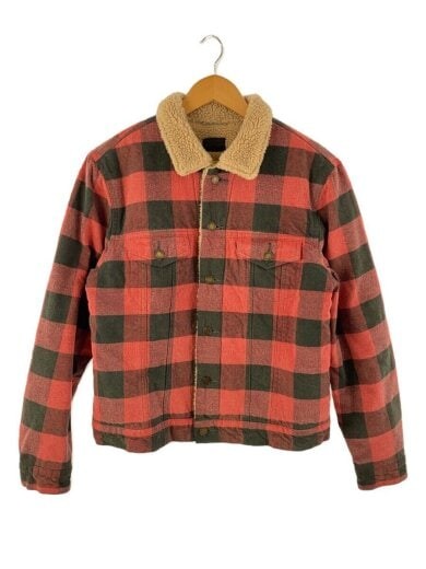 SAINT LAURENT Foderato in pile Giacca XL Cotone Rosso Check 624690