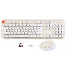 HotFox Wireless Keyboard and Mouse Combo, Full-Size Retro Typewriter Keyboard wi