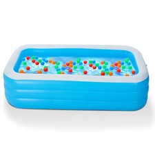 Inflatable Kids Pool Blue Baby Family Swimming Pool Outdoor Backyard Play
