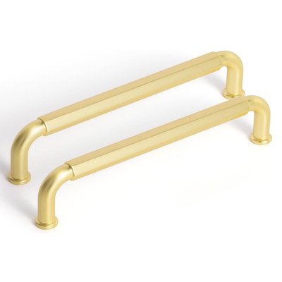 6-Pack Goo-Ki 3-3/4'' Hole Center Cabinet Pulls Light Brushed Brass, Hardware