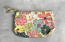 Thirty One Zipper Pouch Brown Green Blue Red With Flower Pattern 0053