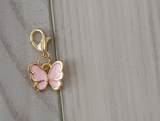 Pink Butterfly  Charm  Zipper Decoration  Lobster Claw Clasp  Keychain