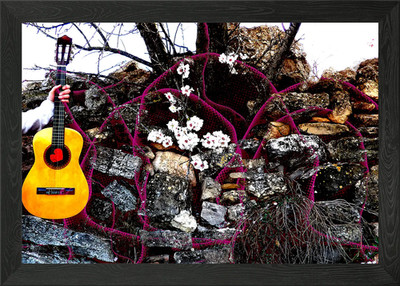 muro con guitarra Gerahmtes Wandbild Poster Leinwanddruck Bild