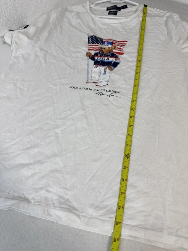 Women’s Polo Ralph Lauren White Team USA Olympics Bear T-Shirt Sz XL - Image 2 of 4