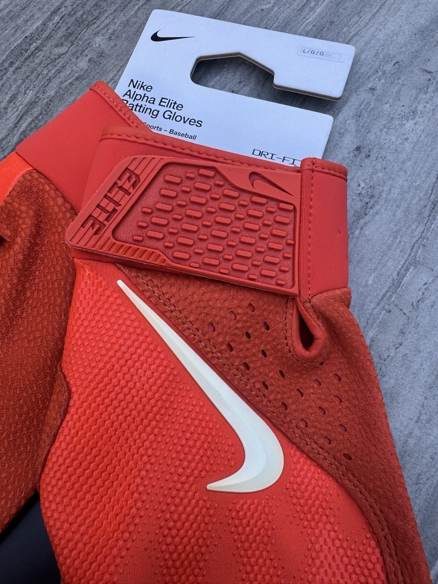 Guantes de bateo de béisbol Nike Alpha Elite FD7868-805 naranja para hombre talla L