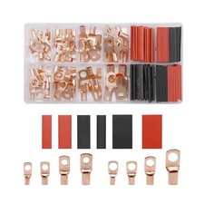 150Pcs Copper Wire Lugs AWG 2 4 6 8 10 12 with Heat Shrink Set, red, blue