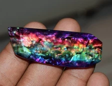 55.80 Ct Certified Natural Canadian Ammolite Opal Doublet Fancy Cut Gemstone