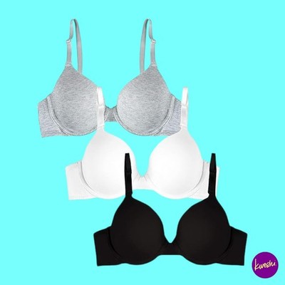 FRUIT OF THE LOOM Damen 3er Pack T-Shirt BH, Baumwolle, Multi, UK 36DD | EU 80E
