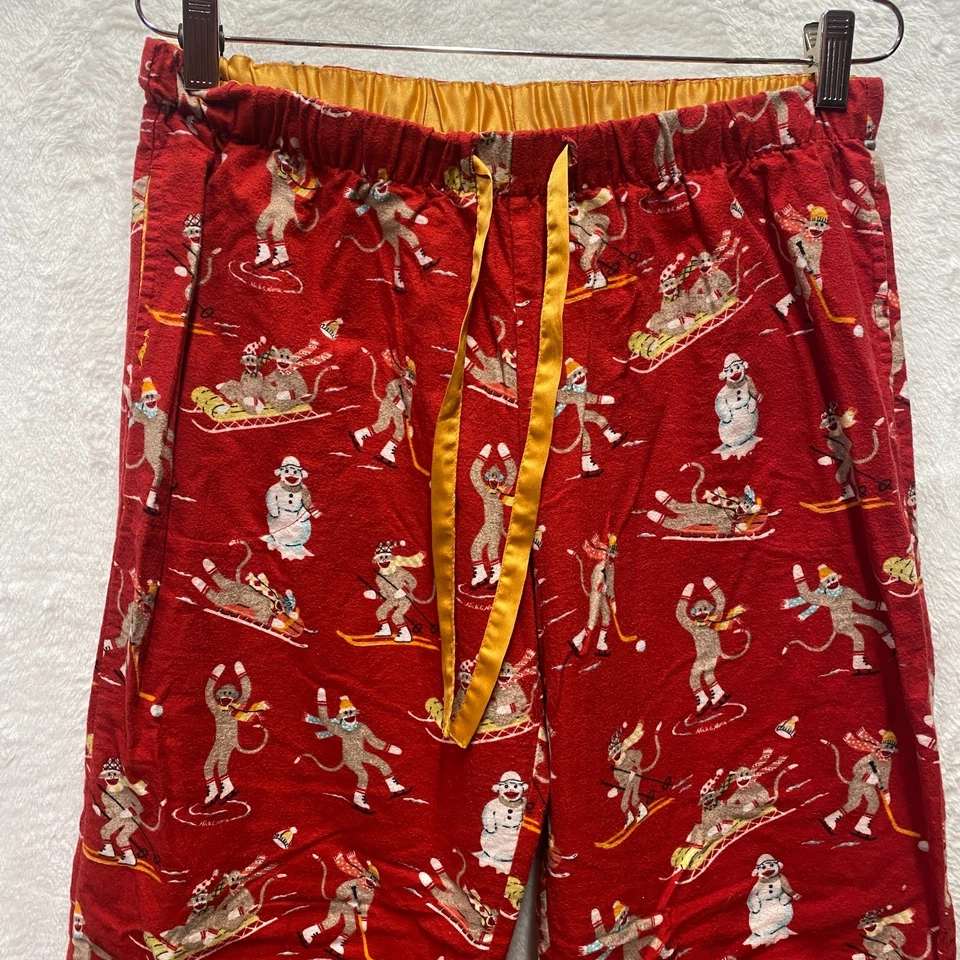 Nick & Nora Ropa de Dormir Pantalones Mujer Pequeño Rojo Mono Invierno Algodón Cordón Pijamas Foto 2 de 4