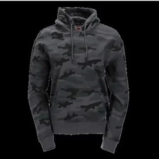 New Vixxon Gray Black Camo Hoodie Women Size L Fleece Jacket Dixxon Flannel NWOT