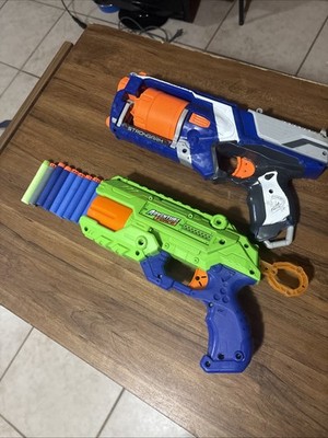 TESTED Nerf N-Strike Elite: Strongarm BUNDLE LOT COMPLETE 2 BLASTERS 9 DARTS GC