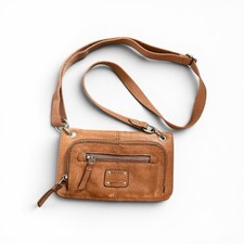 Fossil Long Live Vintage Brown Leather Crossbody Wallet Purse Adjustable Strap