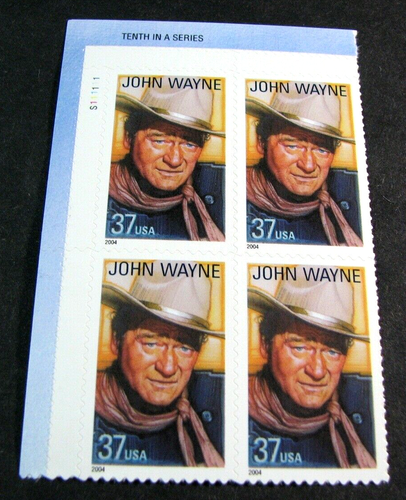 US Plate Block Stamp Scott # 3876 John Wayne 2004 MNH L599