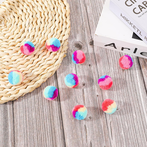30 Pcs Soft Plush Cat Ball 1.2-Inch Rainbow Cat Toy Balls Fuzzy Kitty Balls Kitt - Picture 5 of 12