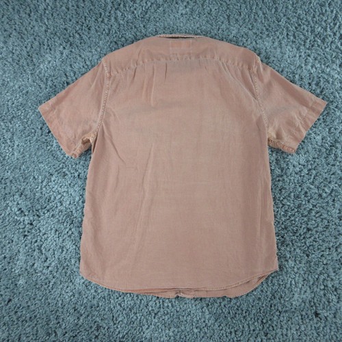 Camisa Banana Republic Para Hombre Mediana Roja Calce Ajustado Manga Corta Abotonada Envejecida - Imagen 9 de 11
