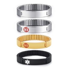 Custom Medical Alert ID Bracelet Personalized ID Alert Luxury Spring Bangle