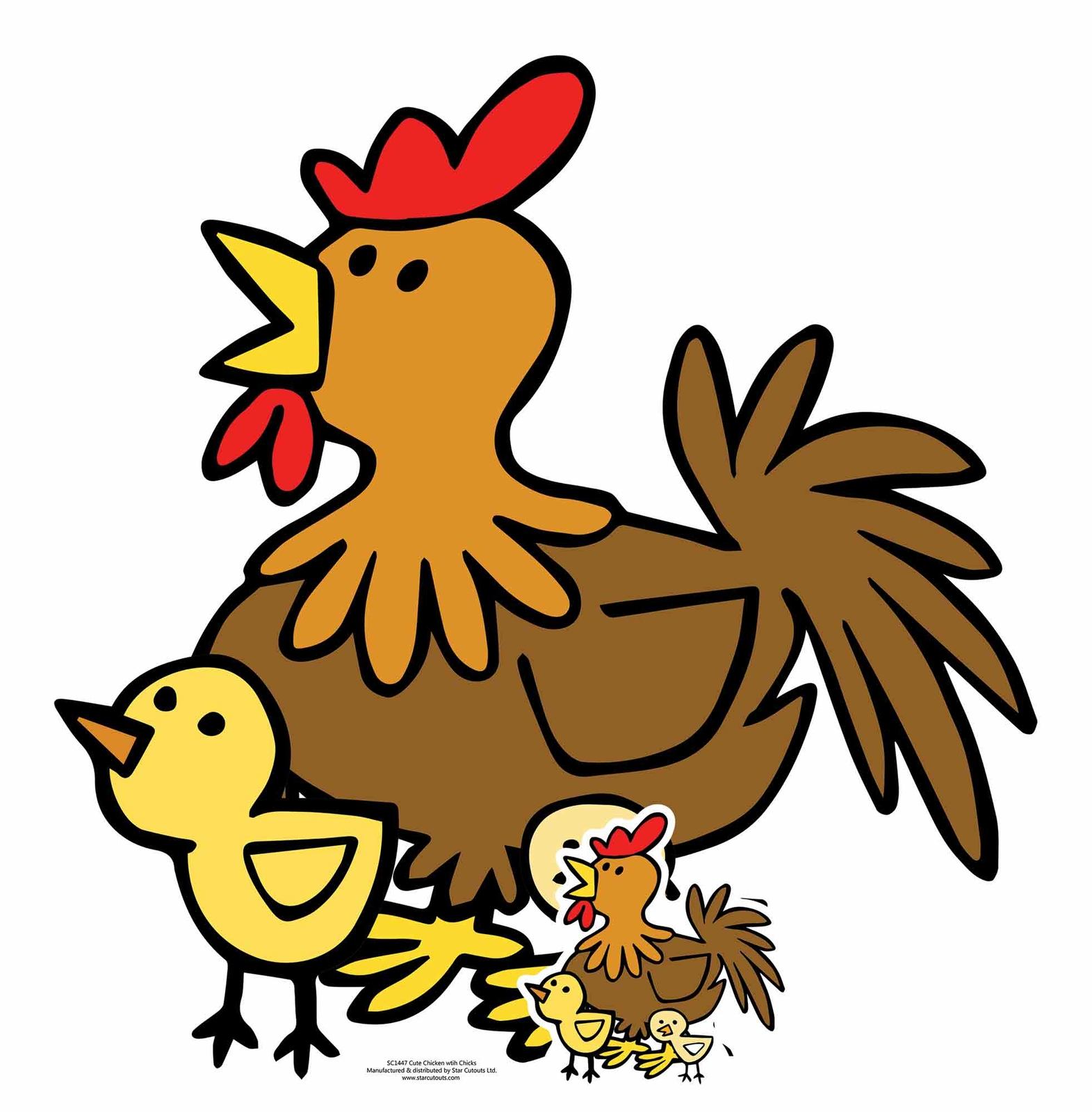 Cute Chicken with Chicks Cardboard Cutout / Standup with FREE Mini - Hen