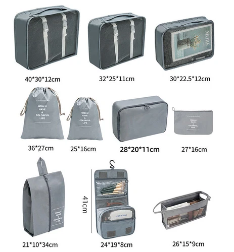 8-teiliges Reisegepäck Organizer Set Koffer Aufbewahrung Taschen Kleidung Packwürfel - Bild 7 von 29
