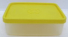 Vintage Tupperware 1516-3 Yellow Lidded Mini Rectangular Container.