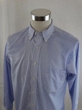CHAPS Blue & White Striped Long Sleeve Button Down Mens Dress Shirt Size Medium