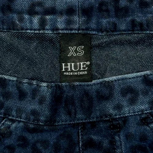 Leggings Tono Mujer (XS) 25"X28" Azul y Negro Estampado Animal Pull On Cintura Elástica Foto 4 de 4