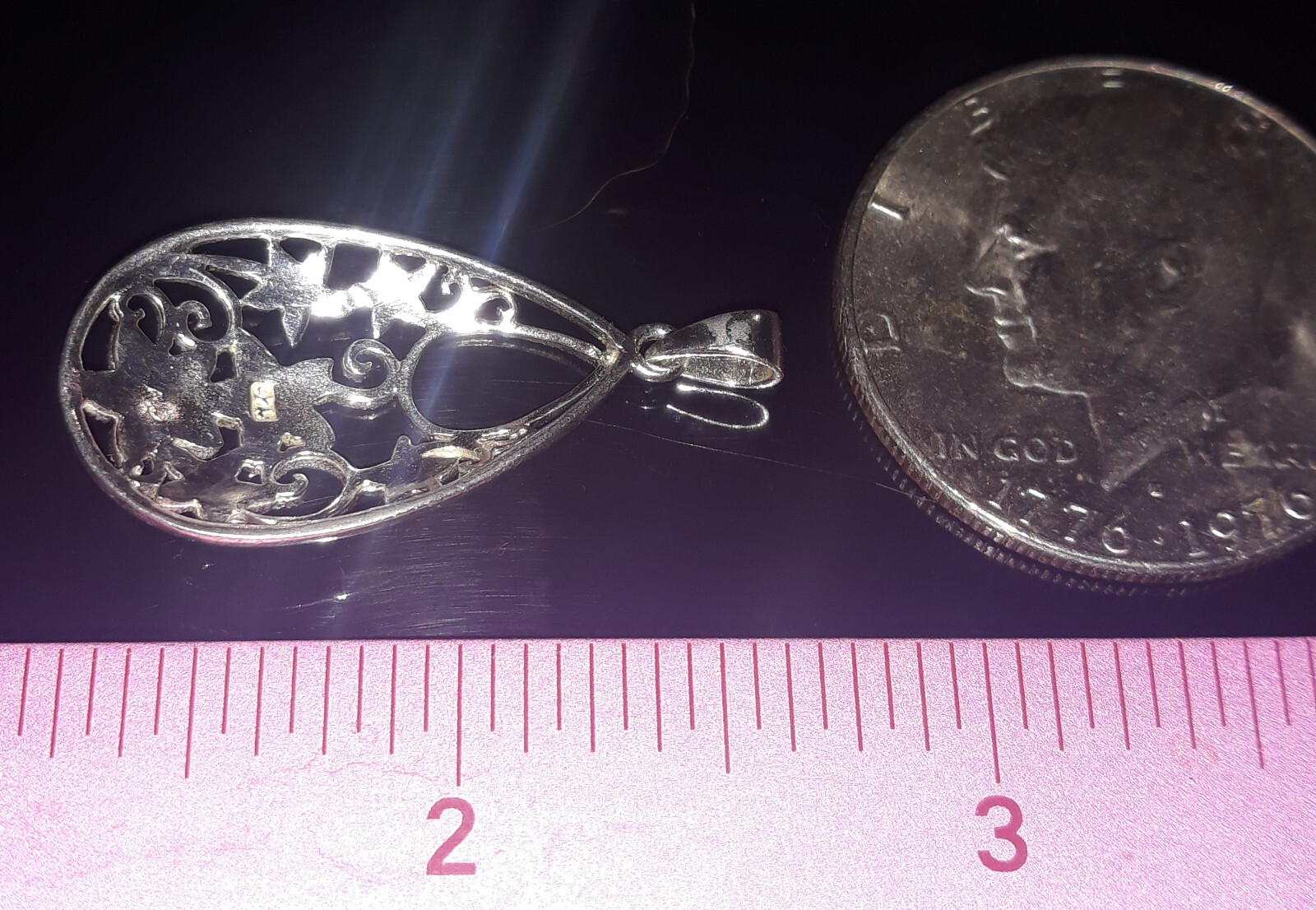 Large Solid 925 Sterling Silver Pendant Charm Tea… - image 5