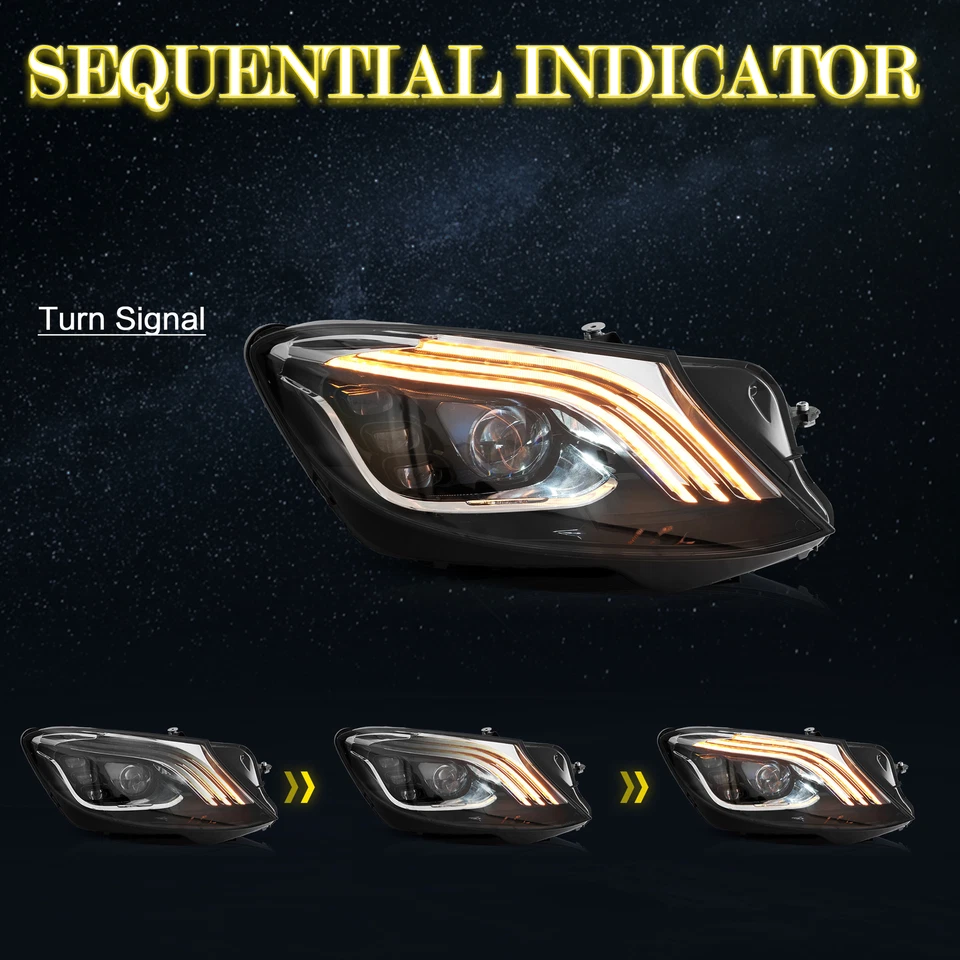 Faros LED DRL para Mercedes Benz W222 Clase S Secuencial 2014 2015 2016 2017 Foto 3 de 4