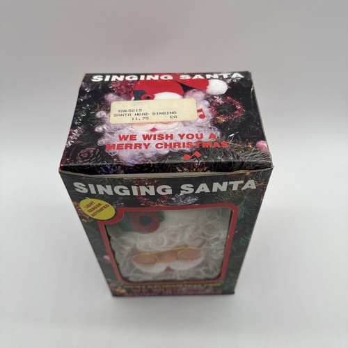 Vintage Christmas Singing Santa Head Light Sensor Jingle Bells Holiday Greetings - Picture 9 of 13