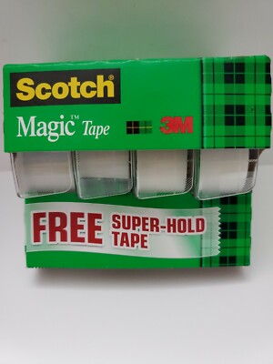 4 Rolls, Scotch Magic Tape 3  3/4 ''x9.02YD, 1 Roll S holder 3/4''x4.16YD by 3M.