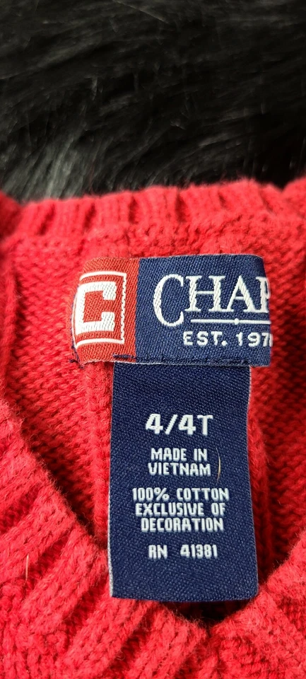 Chaleco Suéter Chaps 4T Rojo 100% Algodón Pull Over Enviado Rápidamente 💨 Foto 4 de 4